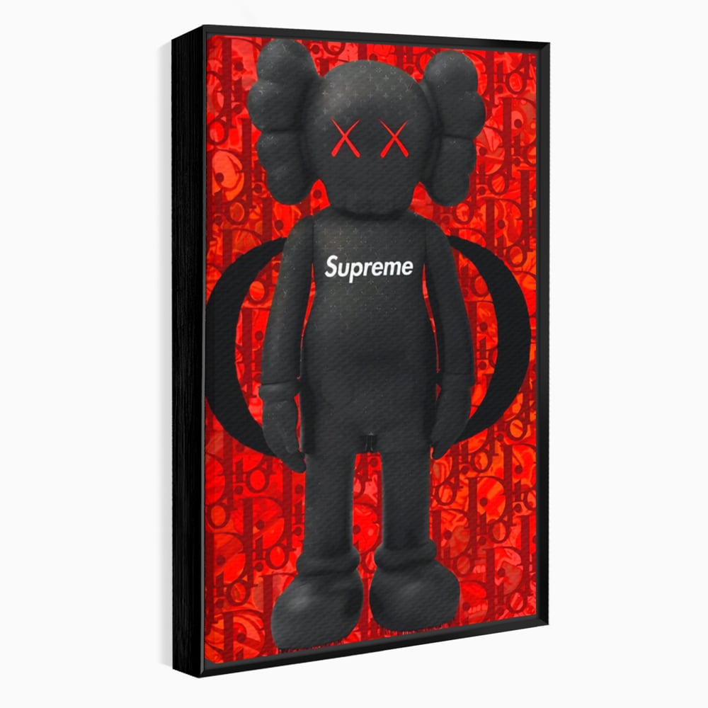 Tablou canvas cu tablou canvas cu robot negru supreme, in rama de aluminiu negru